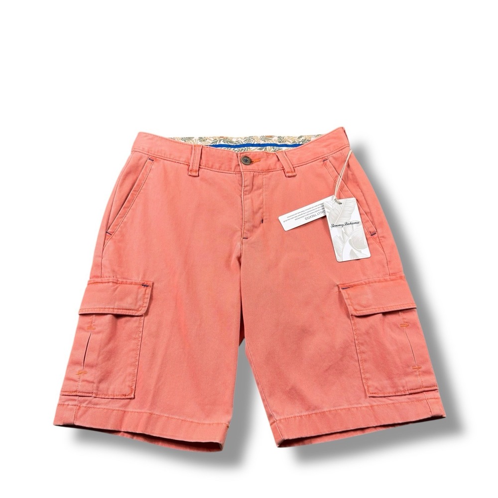 NWT $118 Tommy Bahama Coastal Key Cargo Shorts 10" Orange Twill Men's Size 28